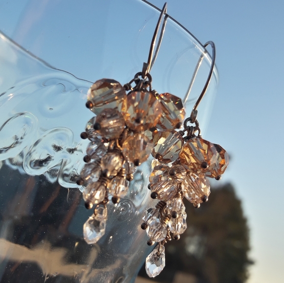 Crystal Dangle Earrings Chandelier Gold Silver - Picture 12 of 12